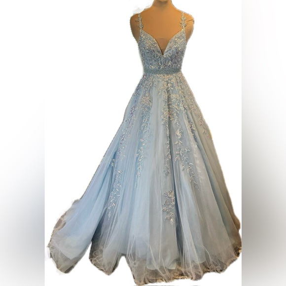 Amarra Dresses & Skirts - EUC Amarra Tulle and Leaf Lace Embroidered Ball Gown